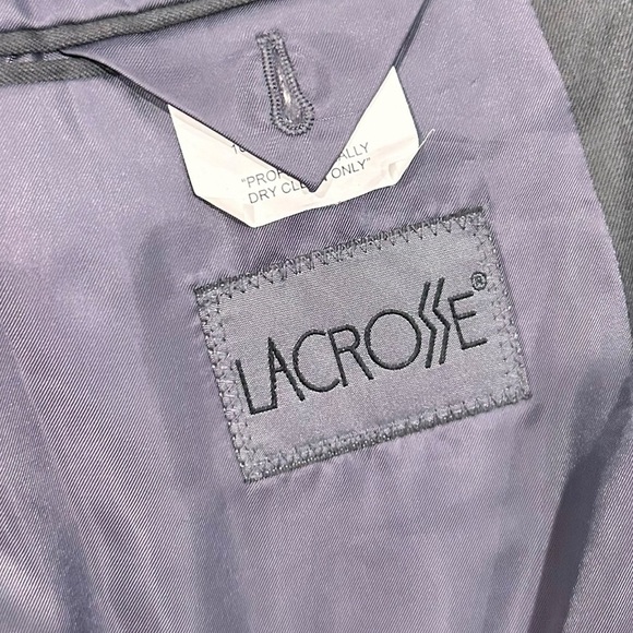 Lacrosse Mens Blazer Sports Coat Black Gray 44L Dress Formal Wool Blend Career - Picture 8 of 10